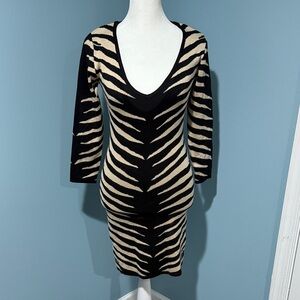 Black and Cream Striped Sweater with Dress